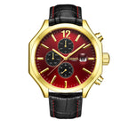 GAMAGES OF LONDON Limited Edition Hand Assembled Opulence Automatic Movement Red Dial Water Resistant Watch with Black Leather Strap_6851191