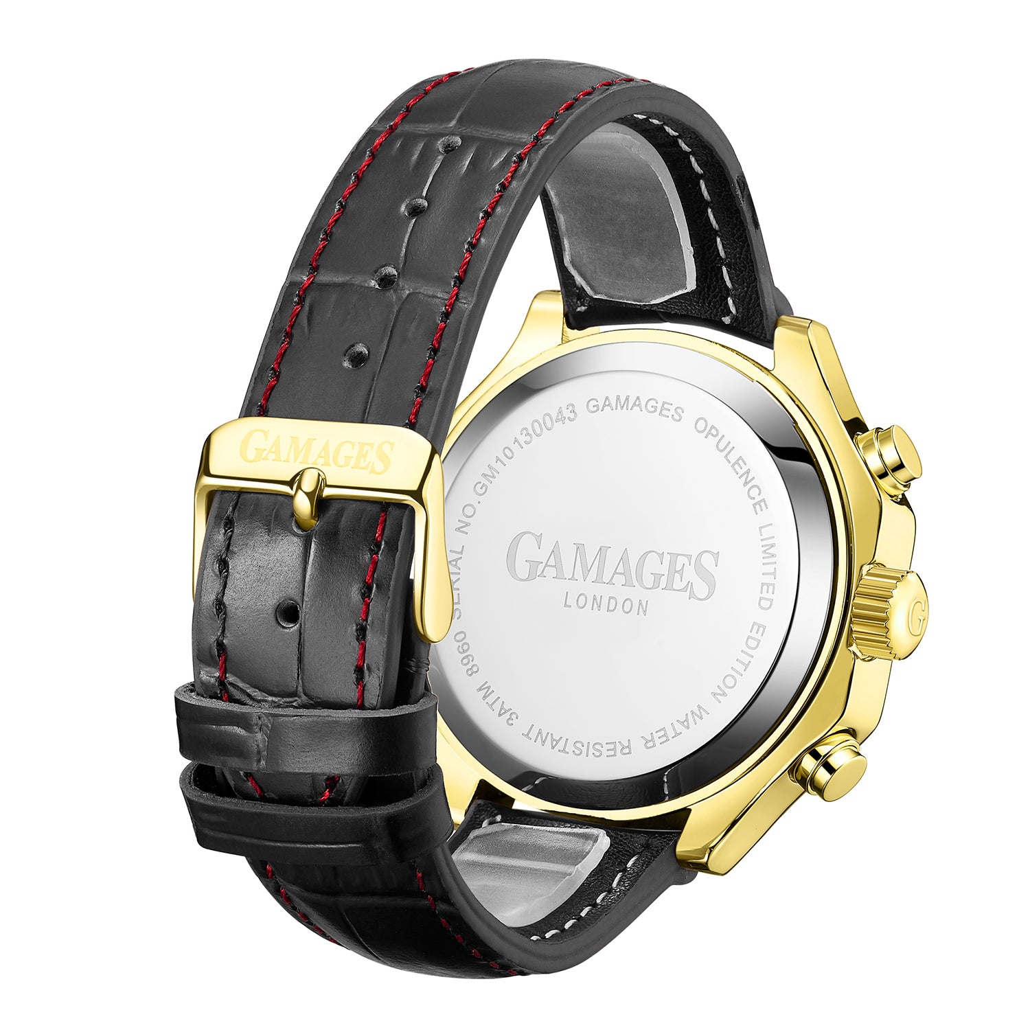 GAMAGES OF LONDON Limited Edition Hand Assembled Opulence Automatic Movement Red Dial Water Resistant Watch with Black Leather Strap 6851191 2