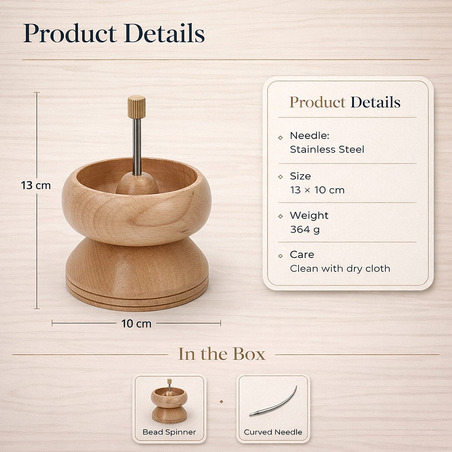 Pine Wood Gem Workshop Bead Spinner with Stainless steel Needles 6859734 4