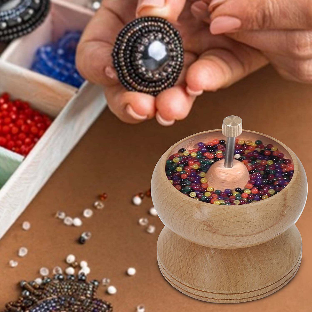 Pine Wood Gem Workshop Bead Spinner with Stainless steel Needles 6859734 5
