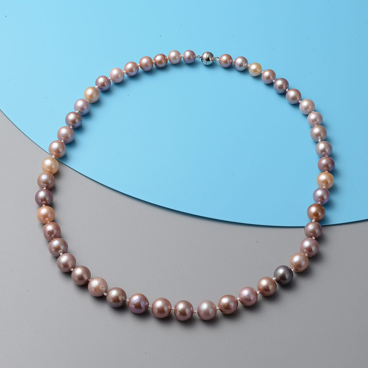 7-12mm Edison Pearl Beaded Necklace Size 20 in Rhodium Plated Sterling Silver 3859274 2