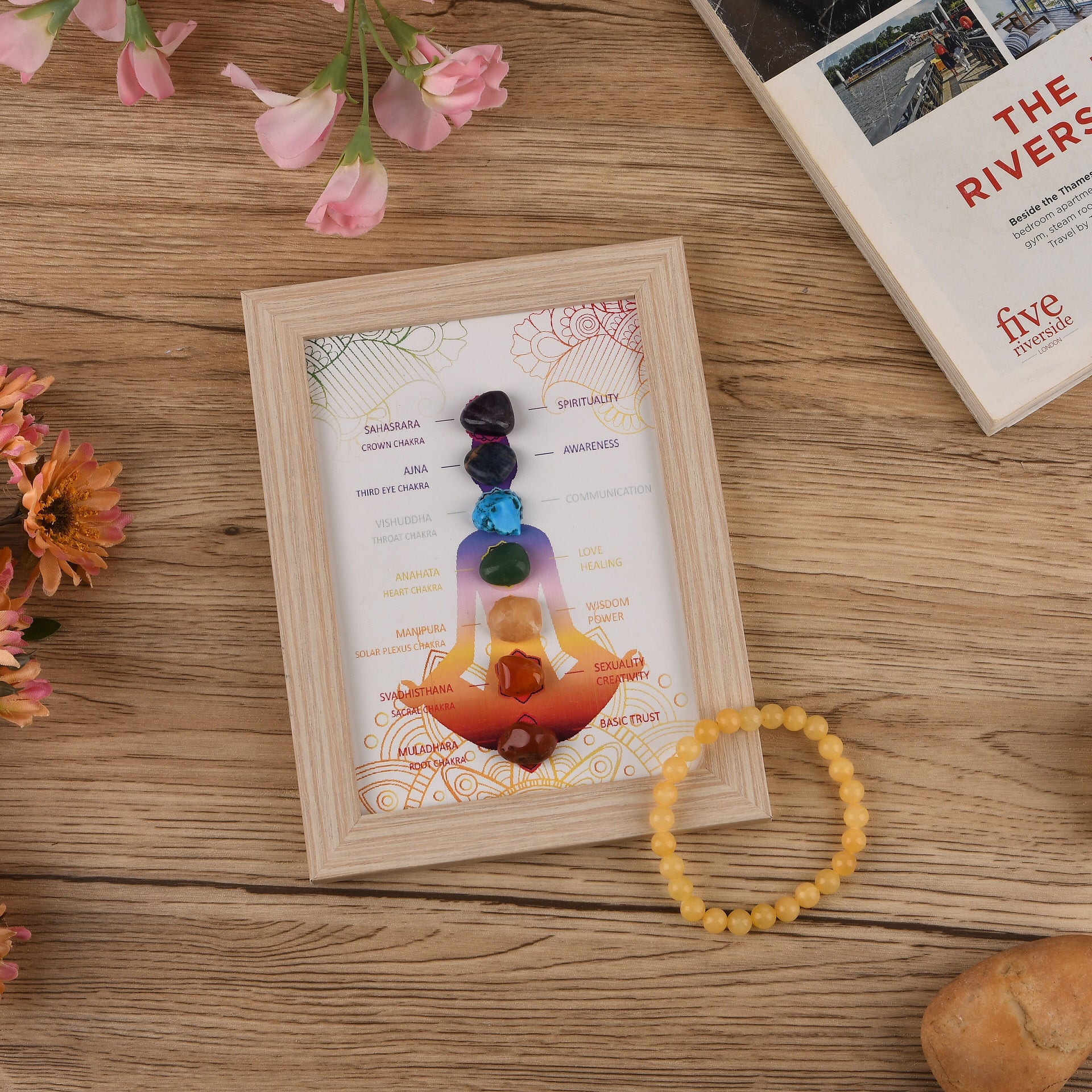 Multi-Gemstone 7 Chakra Healing Crystal Gift Set: Photo Case &amp; Yellow Quartz Beads Stretchable Bracelet (7.8-8 inch) V32514086 1
