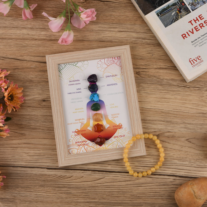 Multi-Gemstone 7 Chakra Healing Crystal Gift Set- Photo Case &amp; Yellow Quartz Beads Stretchable Bracelet (7.8-8 inch) 4430916 2