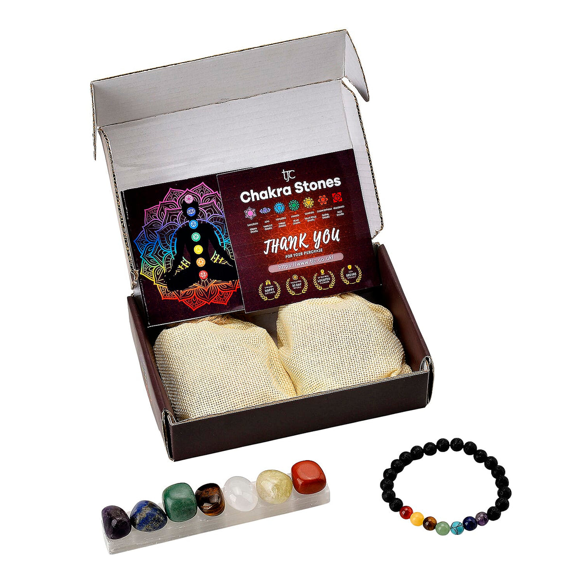 7 Chakra Raw Stones, 7 Chakra Tumbled Stones, 7 Colourful Gemstones. Lava Rock Chakra Bracelet and Chakra Therapy Guide 4428482 6