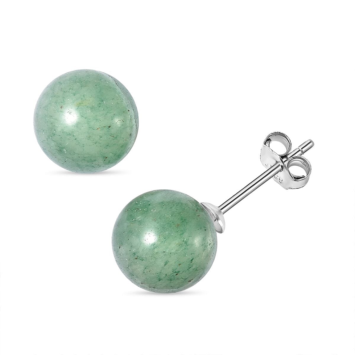 7 Ct Green Aventurine Solitaire Stud Earrings in Rhodium Plated Sterling Silver 3513043 0