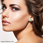 Green Aventurine Beads Stud Earrings in Rhodium Overlay Sterling Silver 7.00 Ct.