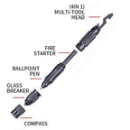 7 in 1 Metal Multi Function Tactical Touch Screen Ball Pen and Multi Functional Card - Black