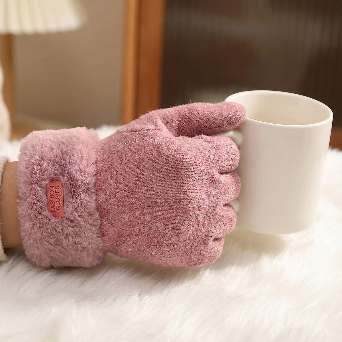70 % Cashmere Blend Gloves with Ultra Soft Faux Fur Cuff (One Size) with Touch Screen Tech V32513049 3