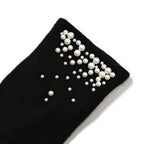 Elegant Cashmere Touch Screen Pearl Embellishments Gloves - Black