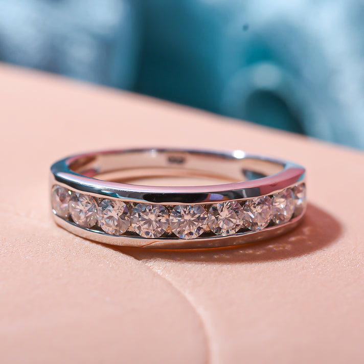 Moissanite Half Eternity Ring in Sterling Silver 7010781 2