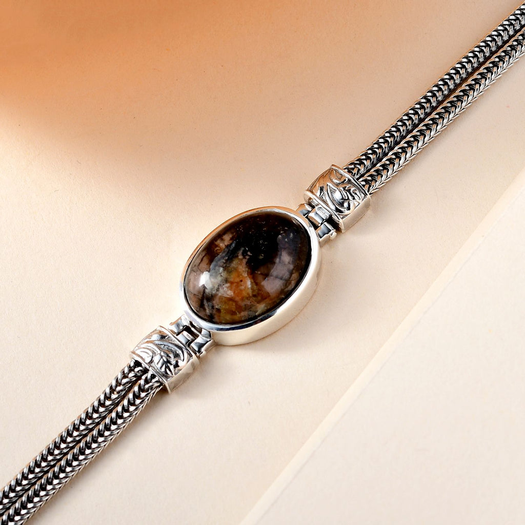 Royal Bali Collection - Willemite Bracelet (Size - 7.5) in Platinum Overlay Sterling Silver 17.63 Ct, Silver Wt. 14.70 Gms._7016866_1