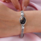 Royal Bali Collection - Willemite Bracelet (Size - 7.5) in Platinum Overlay Sterling Silver 17.63 Ct, Silver Wt. 14.70 Gms._7016866_2