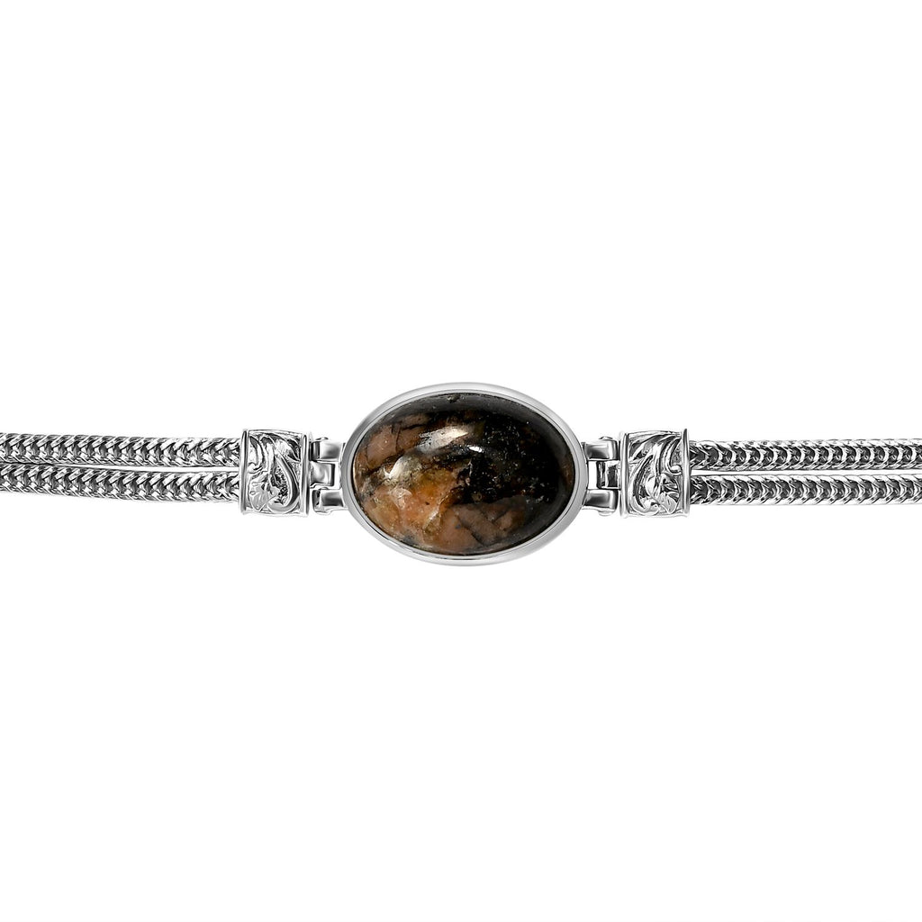 Royal Bali Collection - Willemite Bracelet (Size - 7.5) in Platinum Overlay Sterling Silver 17.63 Ct, Silver Wt. 14.70 Gms._7016866_3