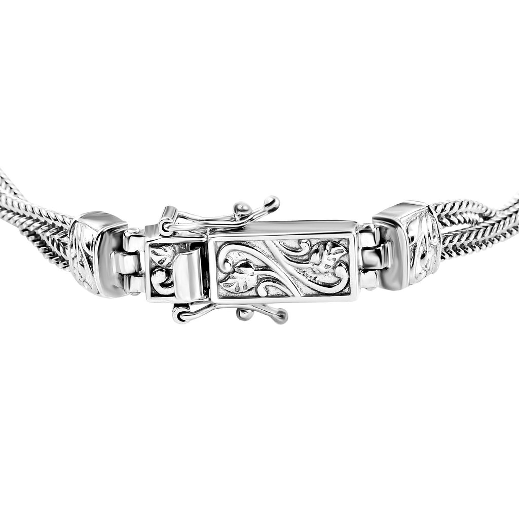 Royal Bali Collection - Willemite Bracelet (Size - 7.5) in Platinum Overlay Sterling Silver 17.63 Ct, Silver Wt. 14.70 Gms._7016866_4