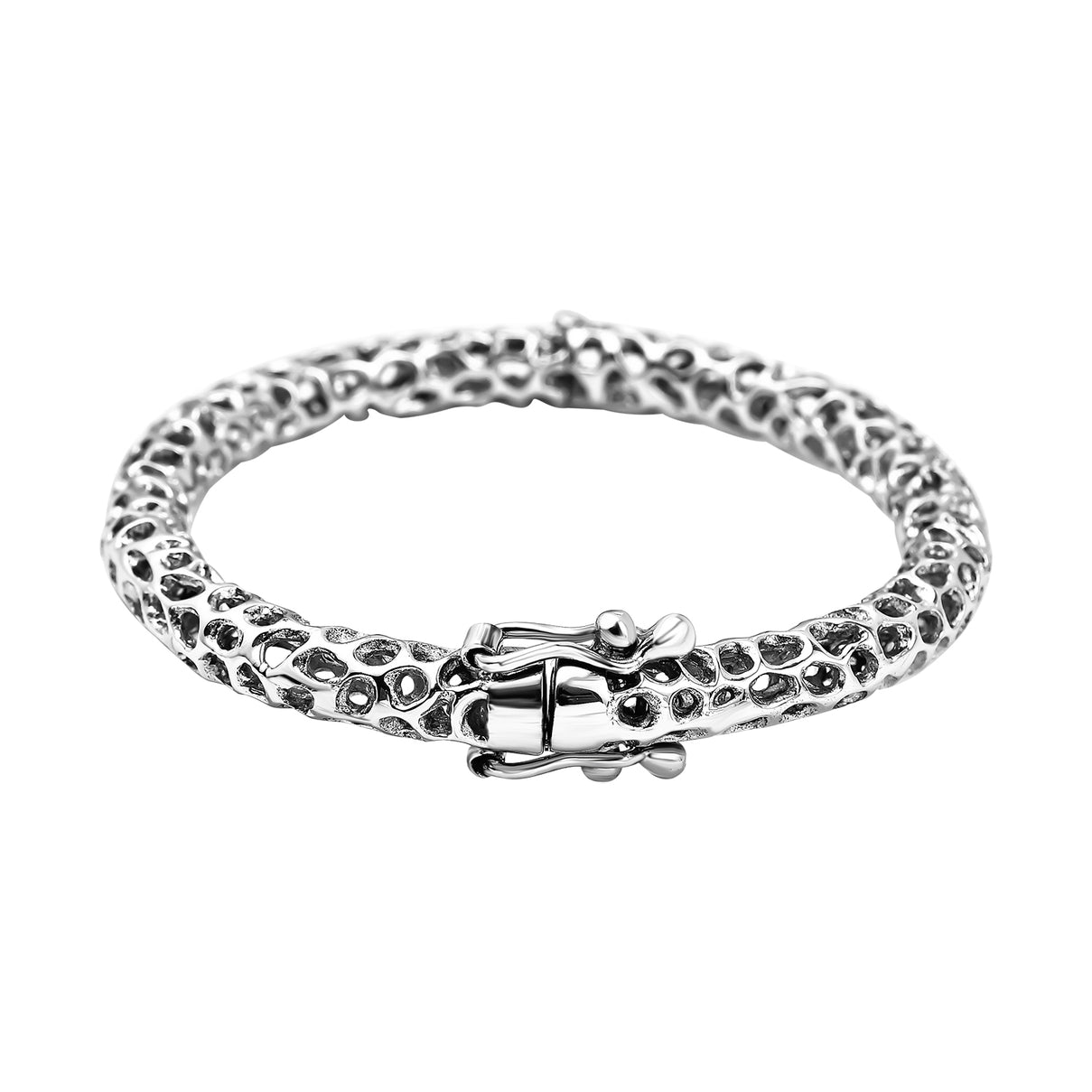 RACHEL GALLEY Rhodium Overlay Sterling Silver Bangle (Size 5), Silver Wt. 12.60 Gms 7019045 0