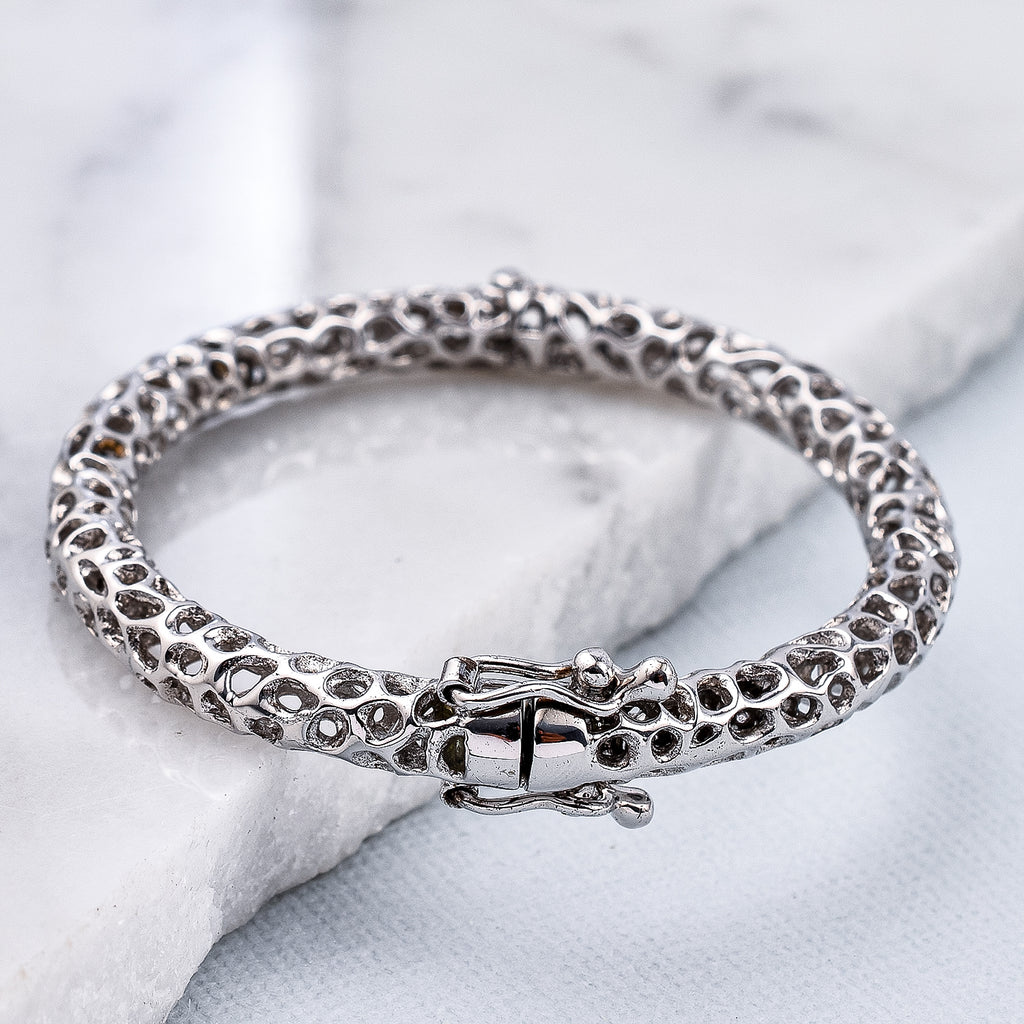 RACHEL GALLEY Rhodium Overlay Sterling Silver Bangle (Size 5), Silver Wt. 12.60 Gms_7019045_1
