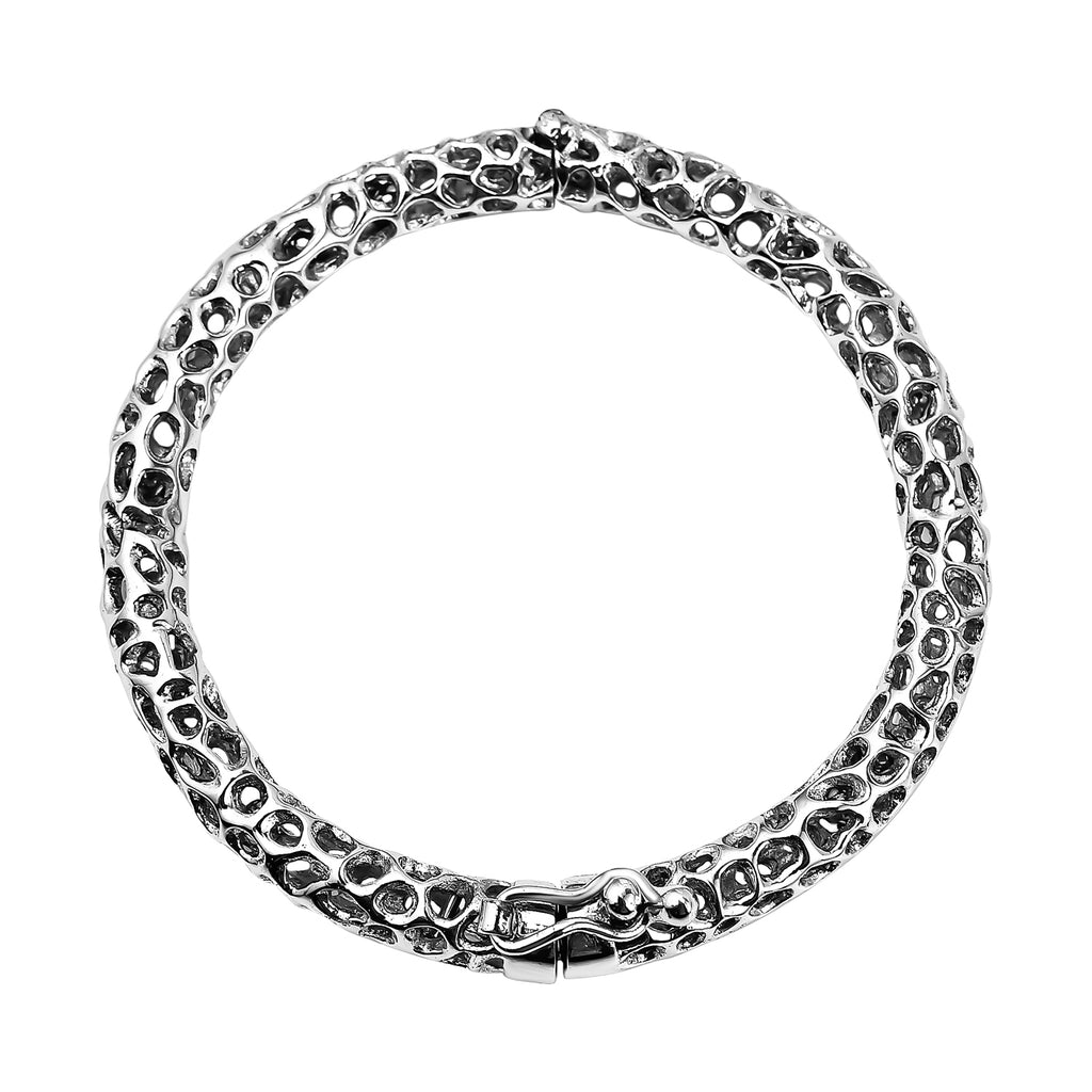 RACHEL GALLEY Rhodium Overlay Sterling Silver Bangle (Size 5), Silver Wt. 12.60 Gms_7019045_2