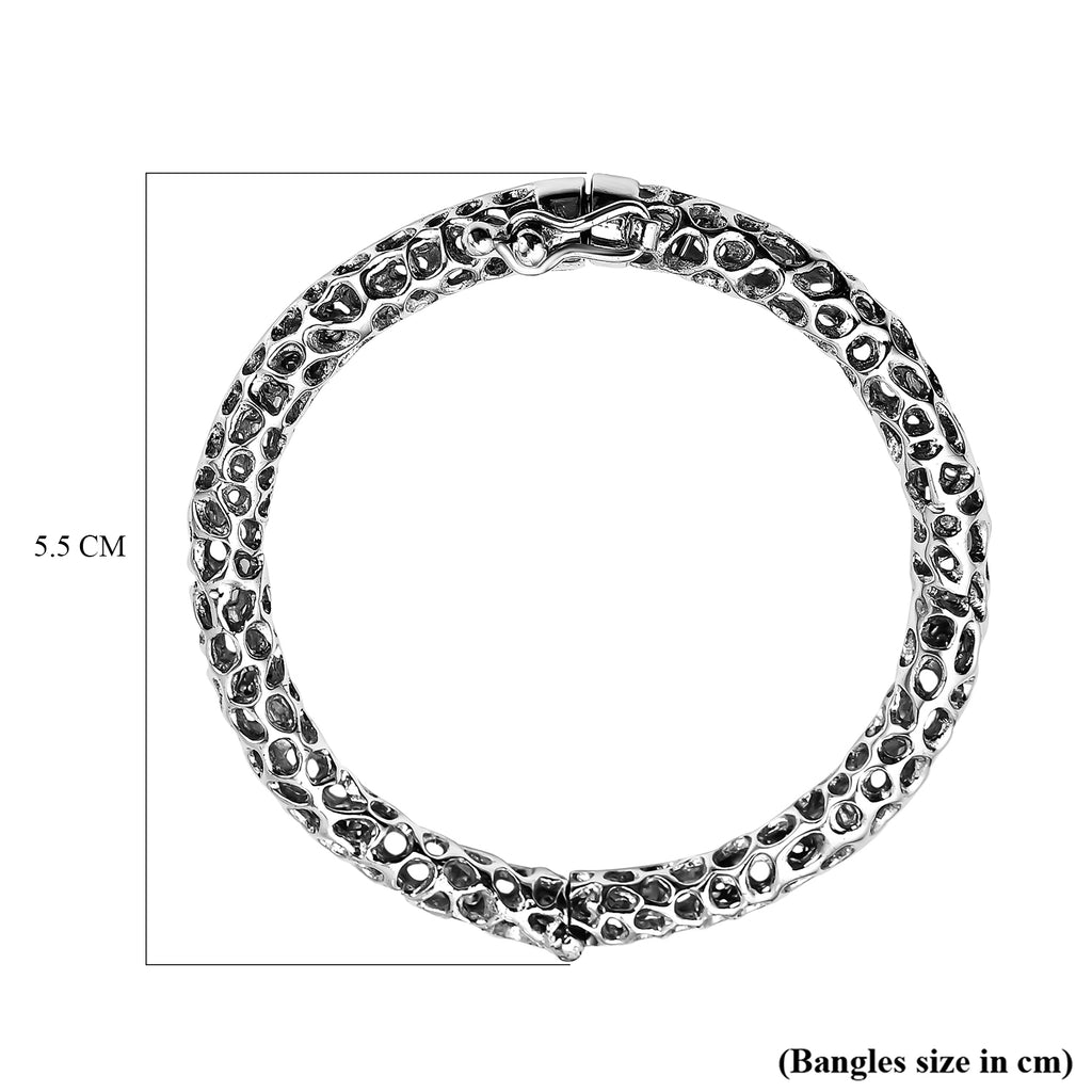 RACHEL GALLEY Rhodium Overlay Sterling Silver Bangle (Size 5), Silver Wt. 12.60 Gms_7019045_4