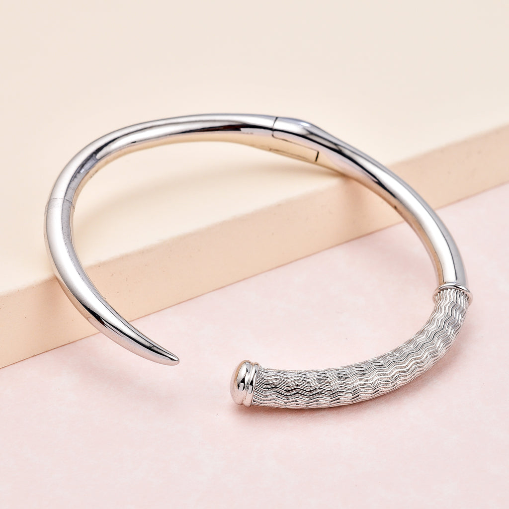 RACHEL GALLEY Rhodium Overlay Sterling Silver Bangle (Size 6.5), Silver Wt. 34.15 Gms_7019119_1