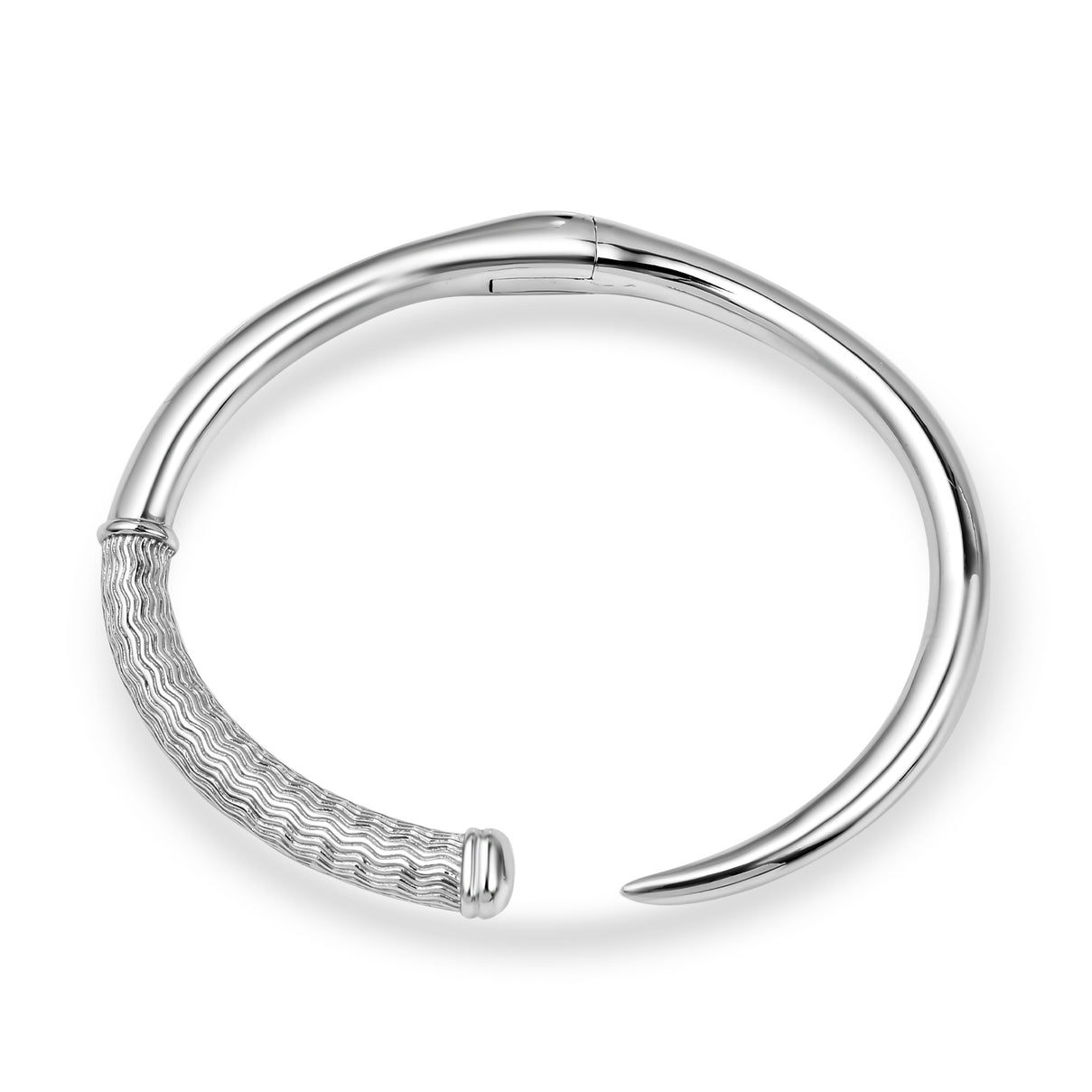 RACHEL GALLEY Rhodium Overlay Sterling Silver Bangle (Size 6.5), Silver Wt. 34.15 Gms 7019119 2