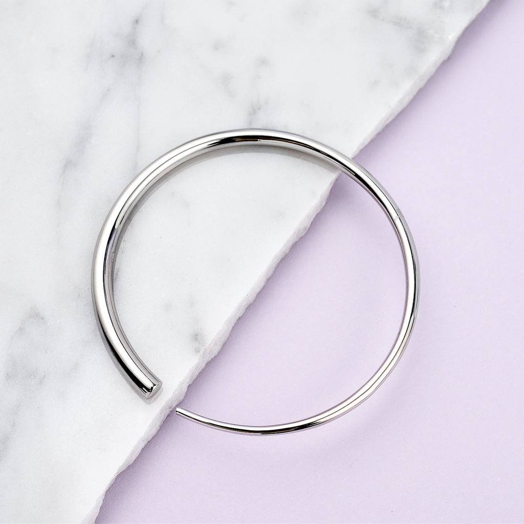 RACHEL GALLEY Rhodium Overlay Sterling Silver Bangle (Size 8), Silver Wt. 27.67 Gms_7019219_1