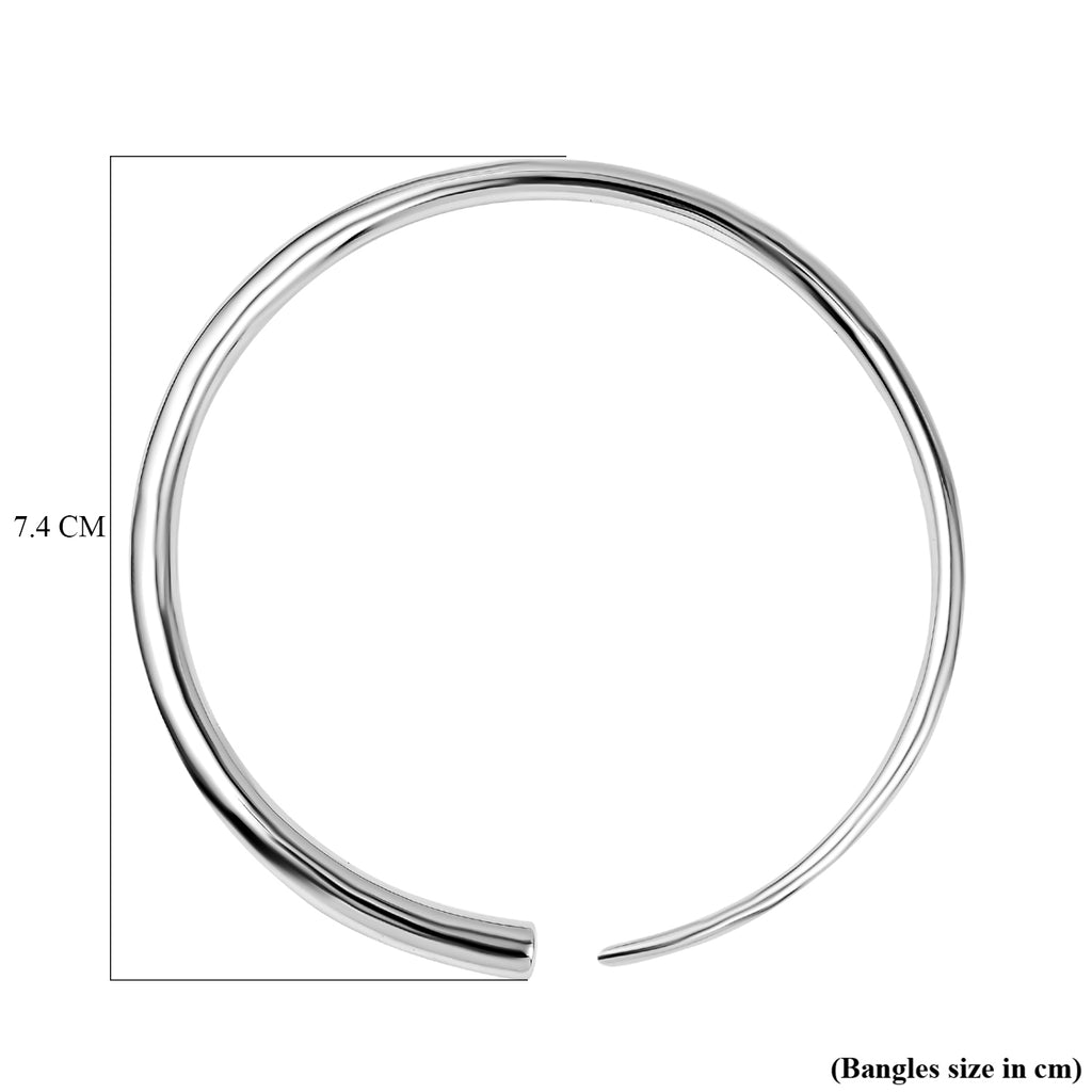 RACHEL GALLEY Rhodium Overlay Sterling Silver Bangle (Size 8), Silver Wt. 27.67 Gms_7019219_4