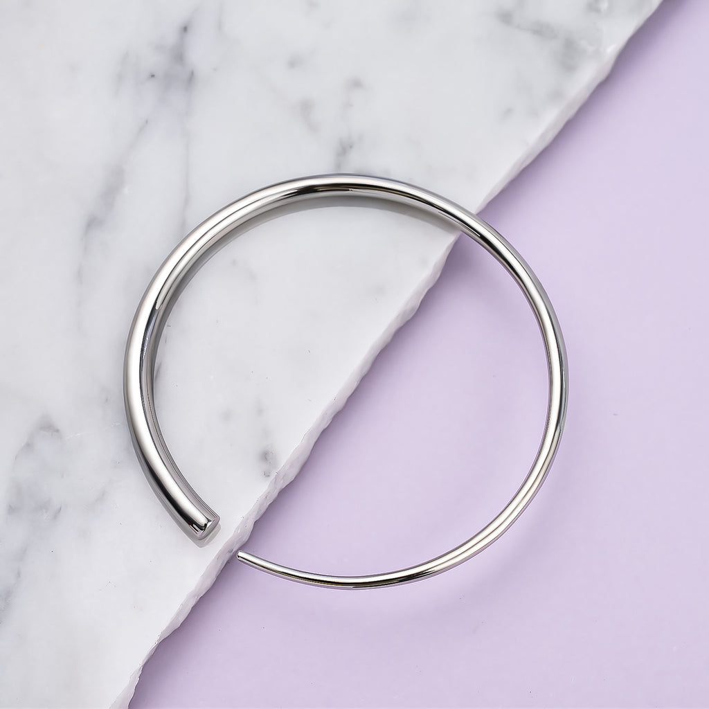 RACHEL GALLEY Rhodium Overlay Sterling Silver Bangle (Size 7.75), Silver Wt. 24.21 Gms_7019228_1