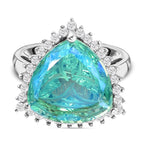 Peacock Quartz and Natural Zircon Ring in Platinum Overlay Sterling Silver 9.81 Ct._7027236
