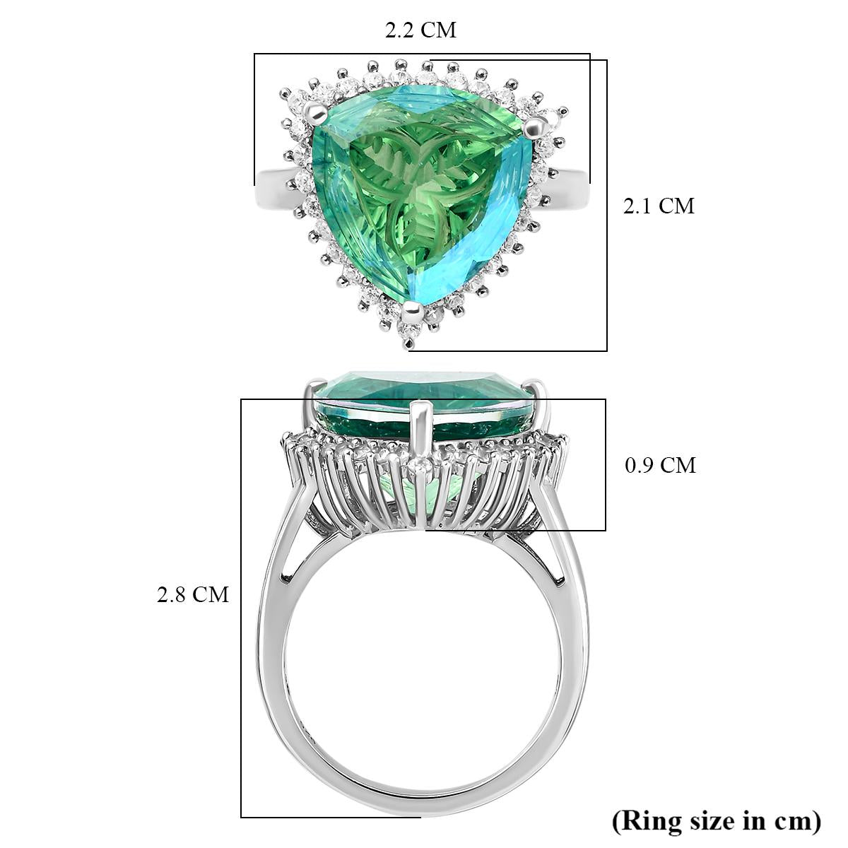 Peacock Quartz and Natural Zircon Ring in Platinum Overlay Sterling Silver 9.81 Ct. V32639231 6