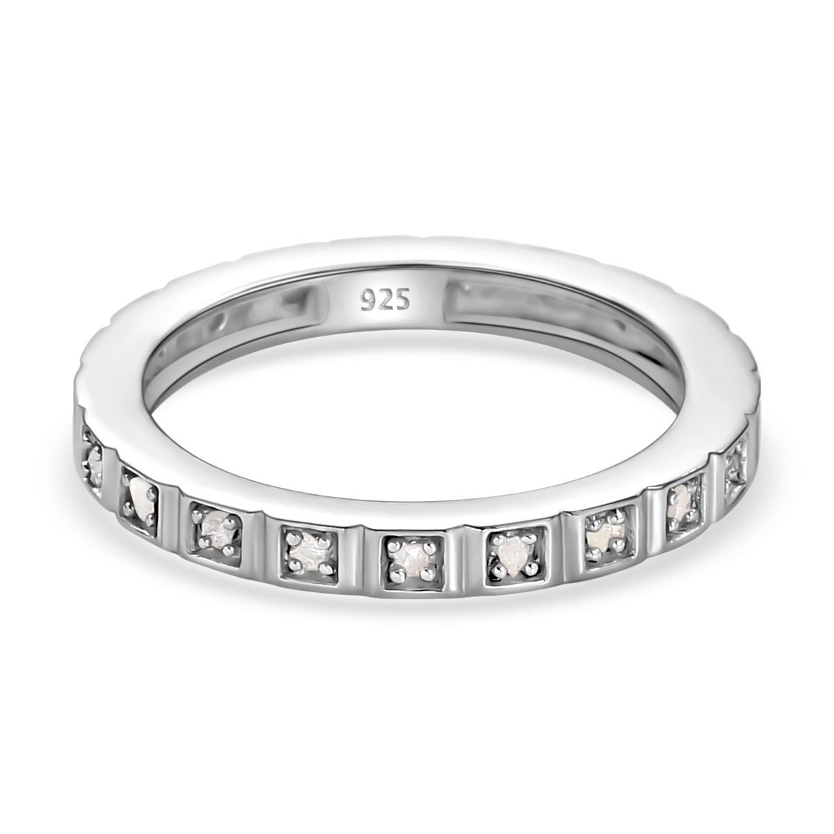 Diamond Ring in Platinum Overlay Sterling Silver 7043200 0
