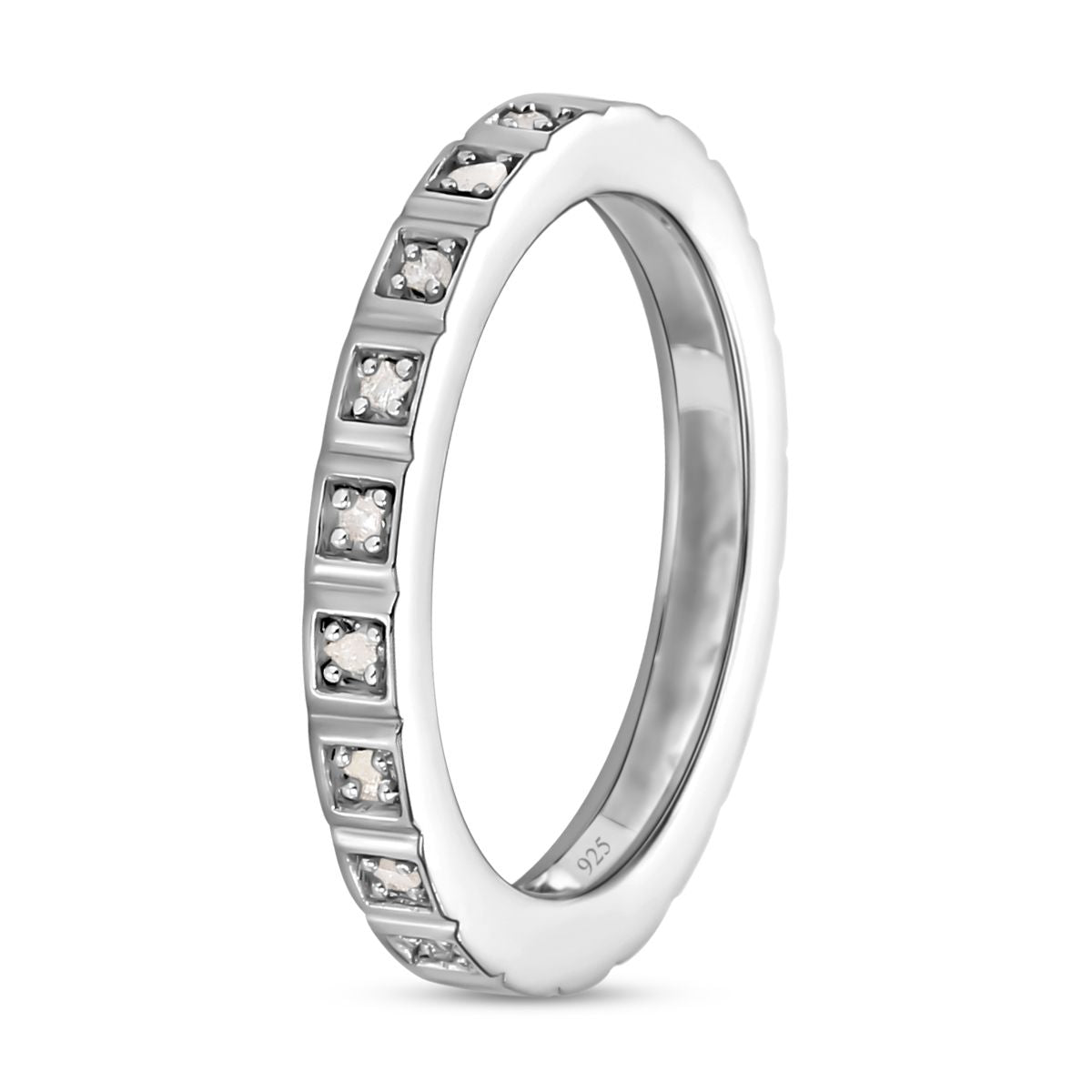 Diamond Ring in Platinum Overlay Sterling Silver 7043200 4