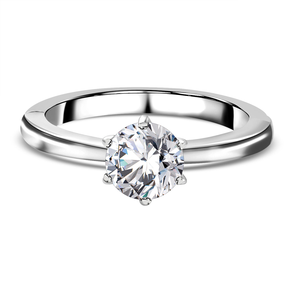 Moissanite Openable Solitaire Ring in Sterling Silver with Platinum Plating V32492119 0