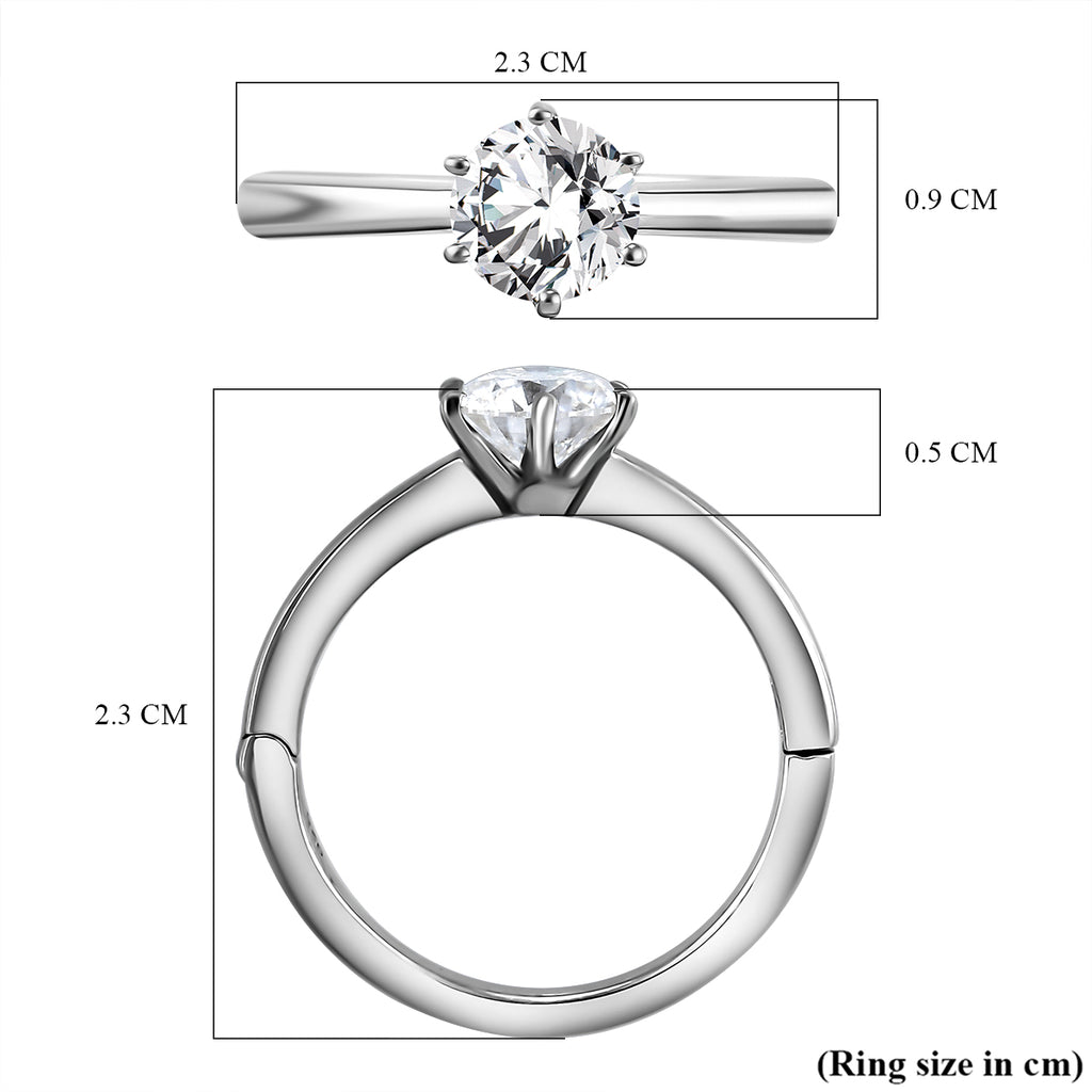 Royal Bali Collection - D'Joy Moissanite Solitaire Ring in Platinum Overlay Sterling Silver 0.94 Ct._7043787_7