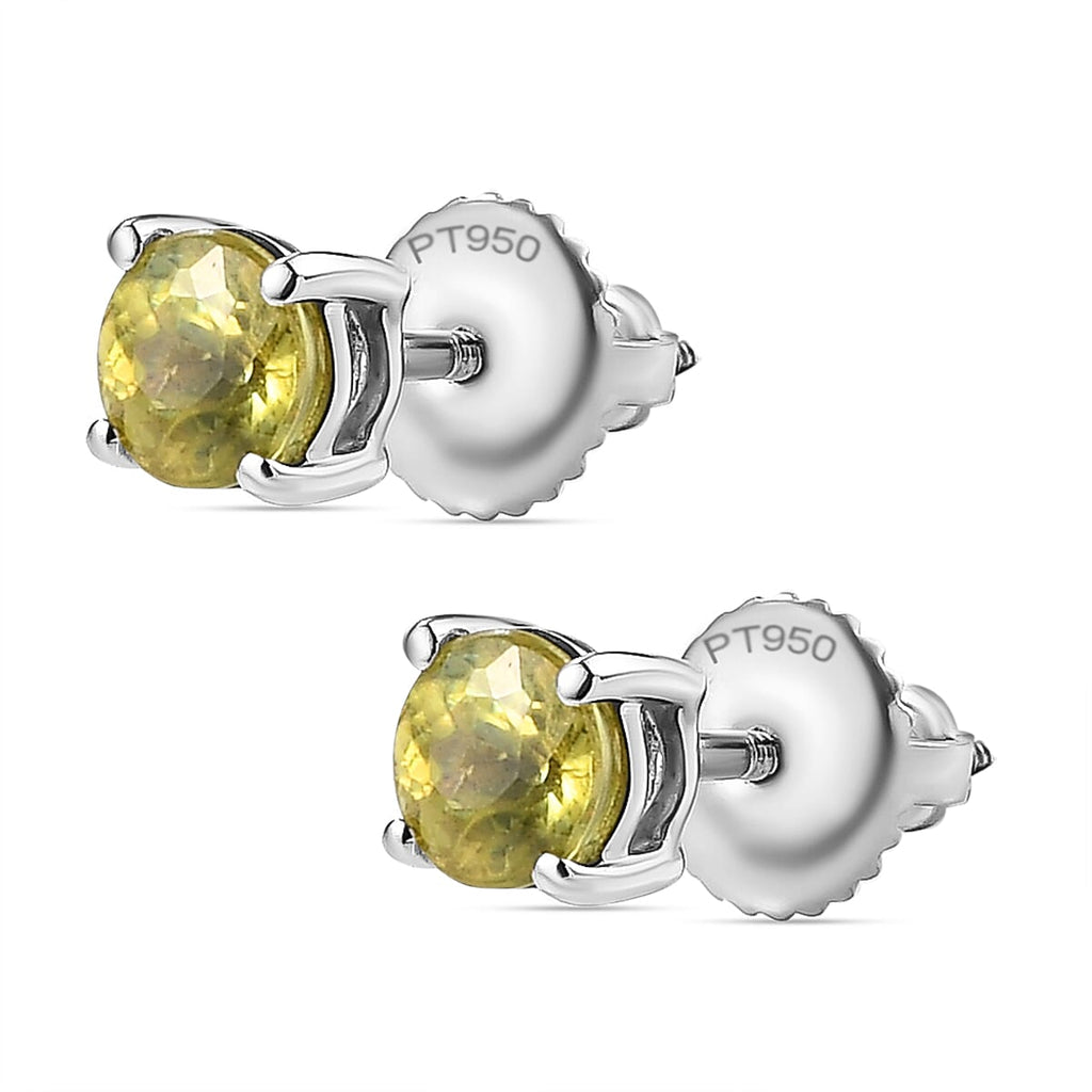 RHAPSODY 950 Platinum AAAA Sava Sphene Stud Earrings (with Screw Back) 1.00 Ct