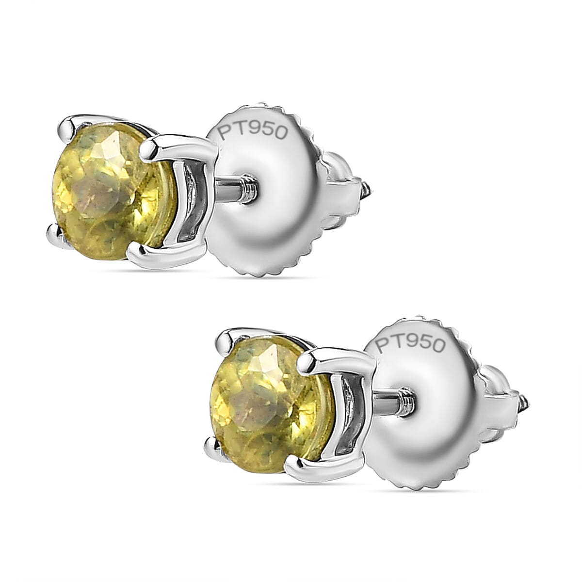 RHAPSODY 950 Platinum AAAA Sava Sphene Stud Earrings (with Screw Back) 1.00 Ct 7063113 4