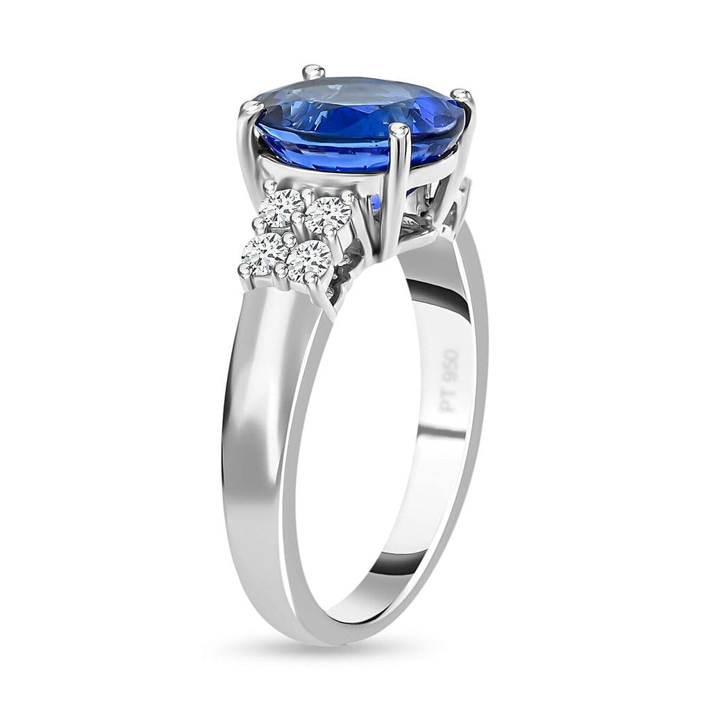 RHAPSODY 950 Platinum AAAA Tanzanite and Diamond (VS- E-F) Ring 4.80 Ct, Platinum Wt. 8.19 Gms