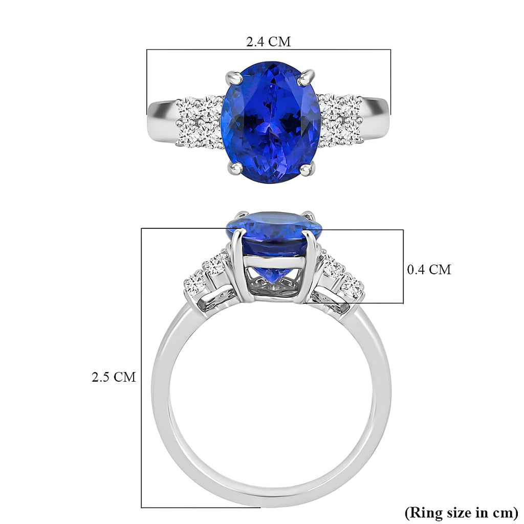 RHAPSODY 950 Platinum AAAA Tanzanite and Diamond (VS- E-F) Ring 4.80 Ct, Platinum Wt. 8.19 Gms