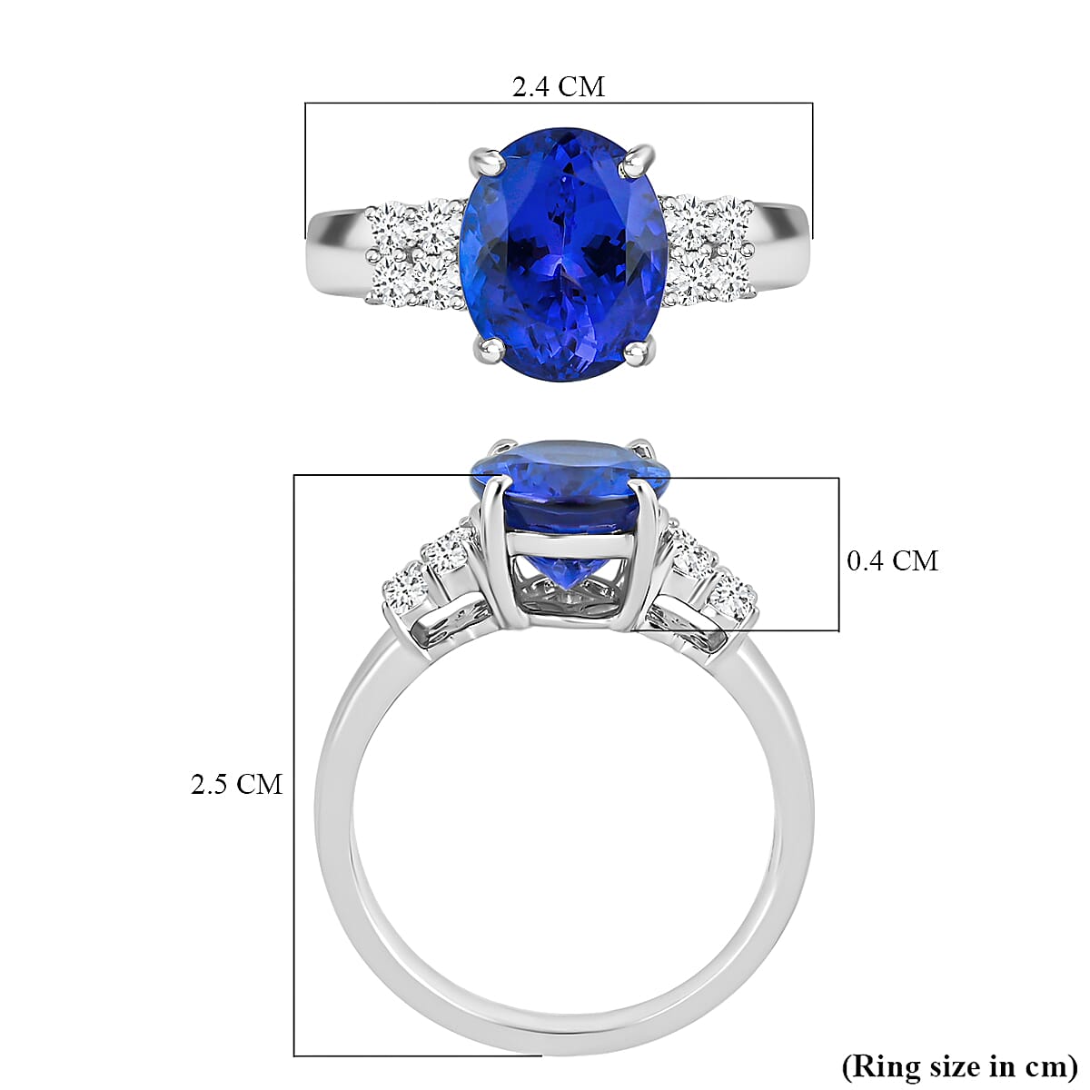 RHAPSODY 950 Platinum AAAA Tanzanite and Diamond (VS- E-F) Ring 4.80 Ct 7063967 4