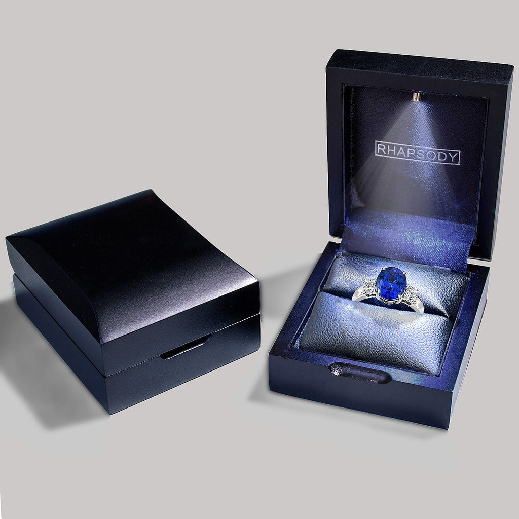 RHAPSODY 950 Platinum AAAA Tanzanite and Diamond (VS- E-F) Ring 4.80 Ct, Platinum Wt. 8.19 Gms