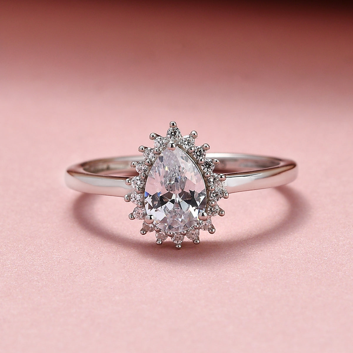 Cubic Zirconia Ring in Platinum Overlay Sterling Silver 1.32 Ct. V32512899 2