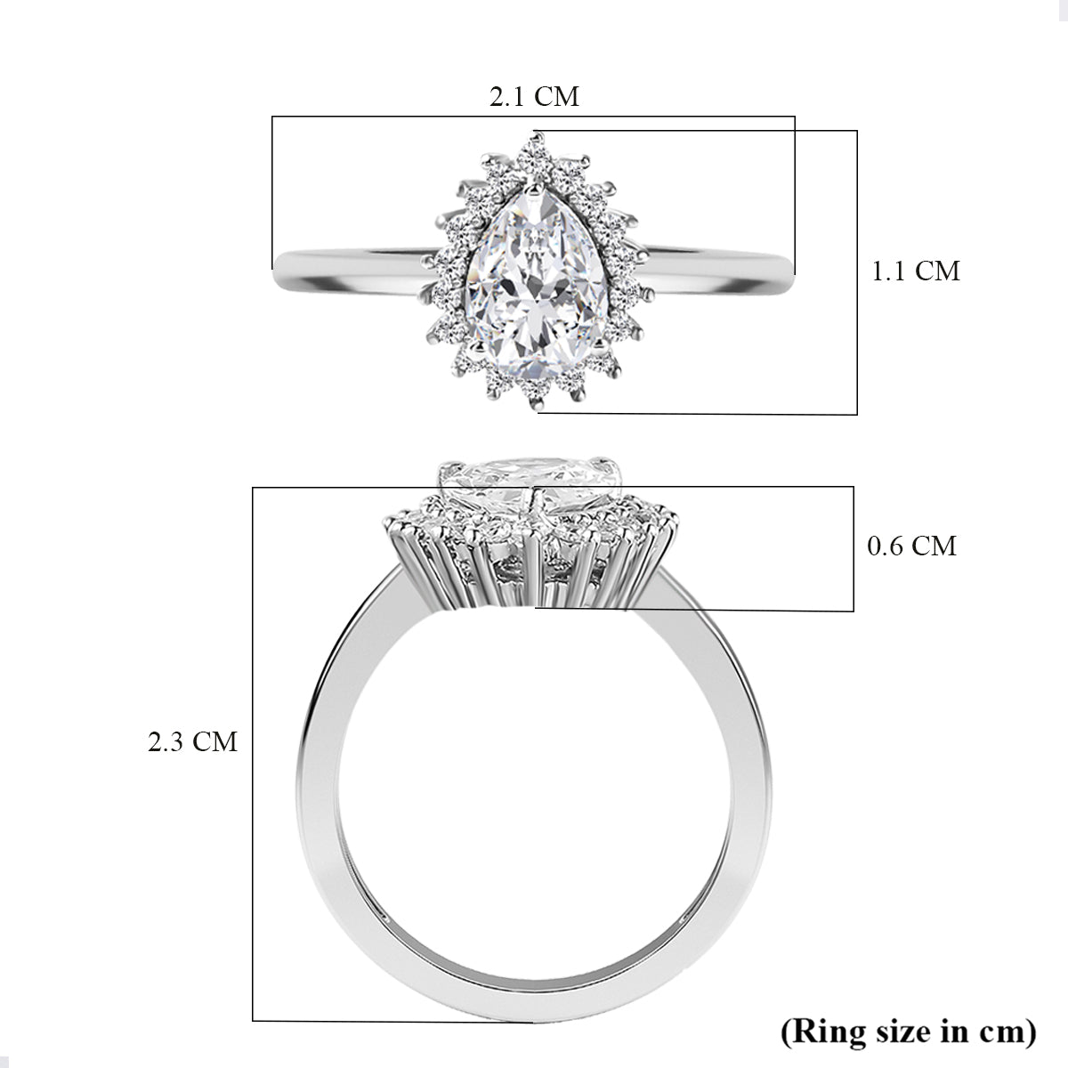 Cubic Zirconia Ring in Platinum Overlay Sterling Silver 1.32 Ct. V32512899 6