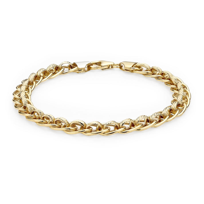 9K Yellow Gold 7mm Textured Rollerball Bracelet 7.5 Inch 7078114 1