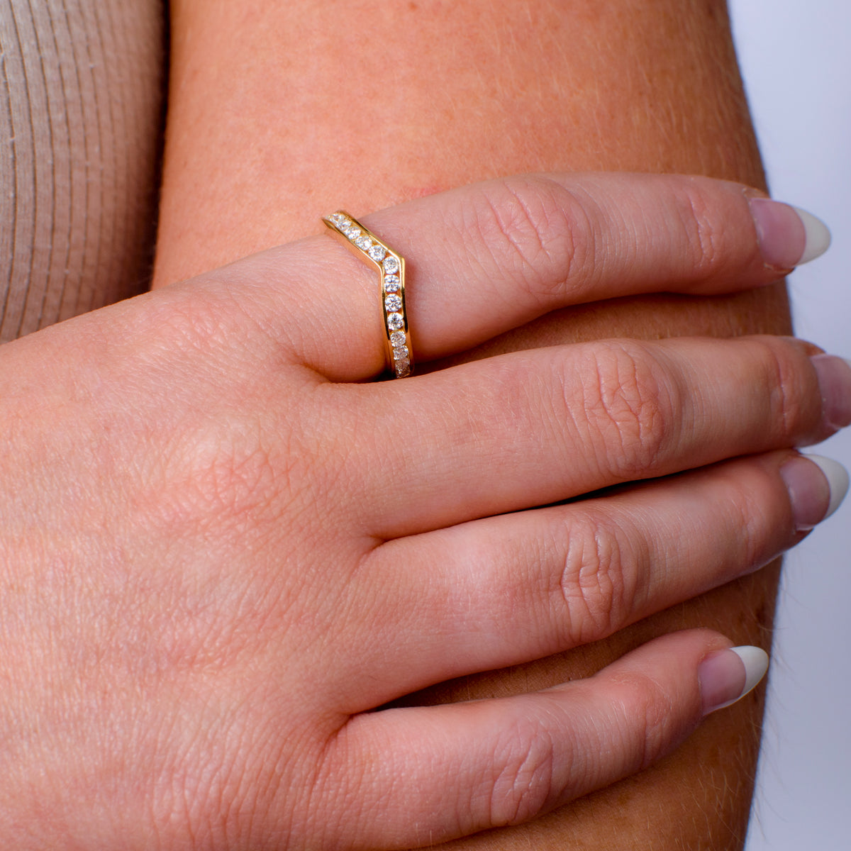 Moissanite Wishbone Ring in Sterling Silver with 18K Vermeil Yellow Gold 7078647 3