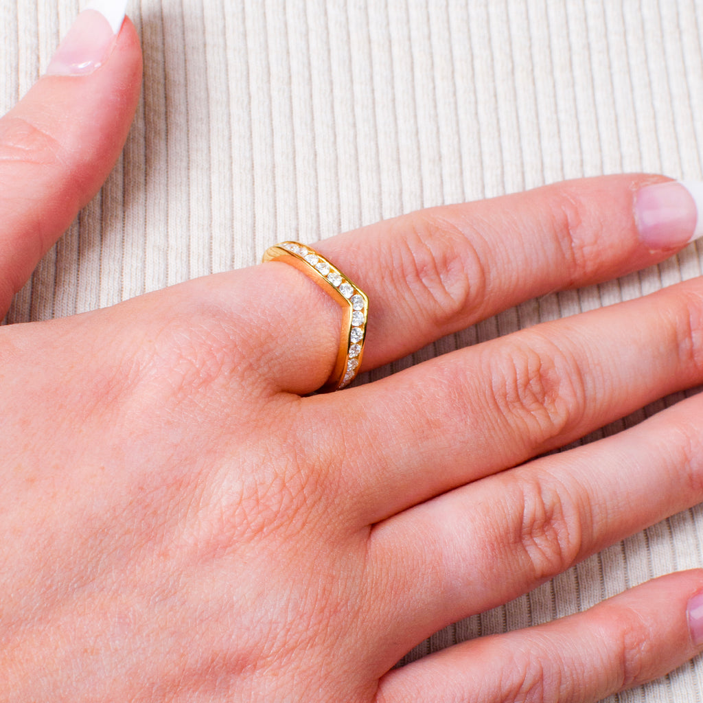 D'Joy - Moissanite Wishbone Ring in 18K Vermeil Yellow Gold Plated Sterling Silver_7078647_4