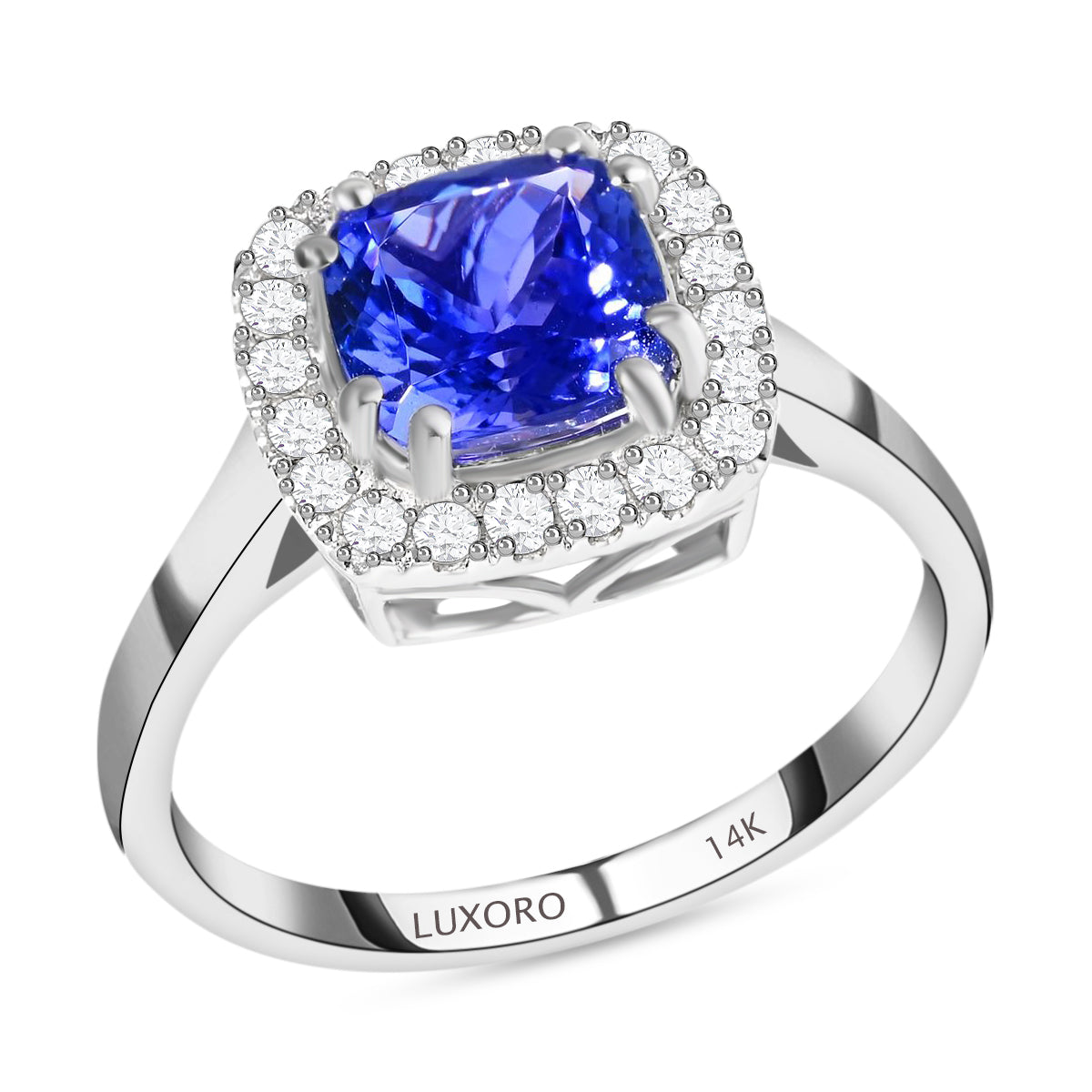Appraised and Certified 2.2 Ct. Tanzanite, Diamond Halo Ring in 14K White Gold 7083050 0