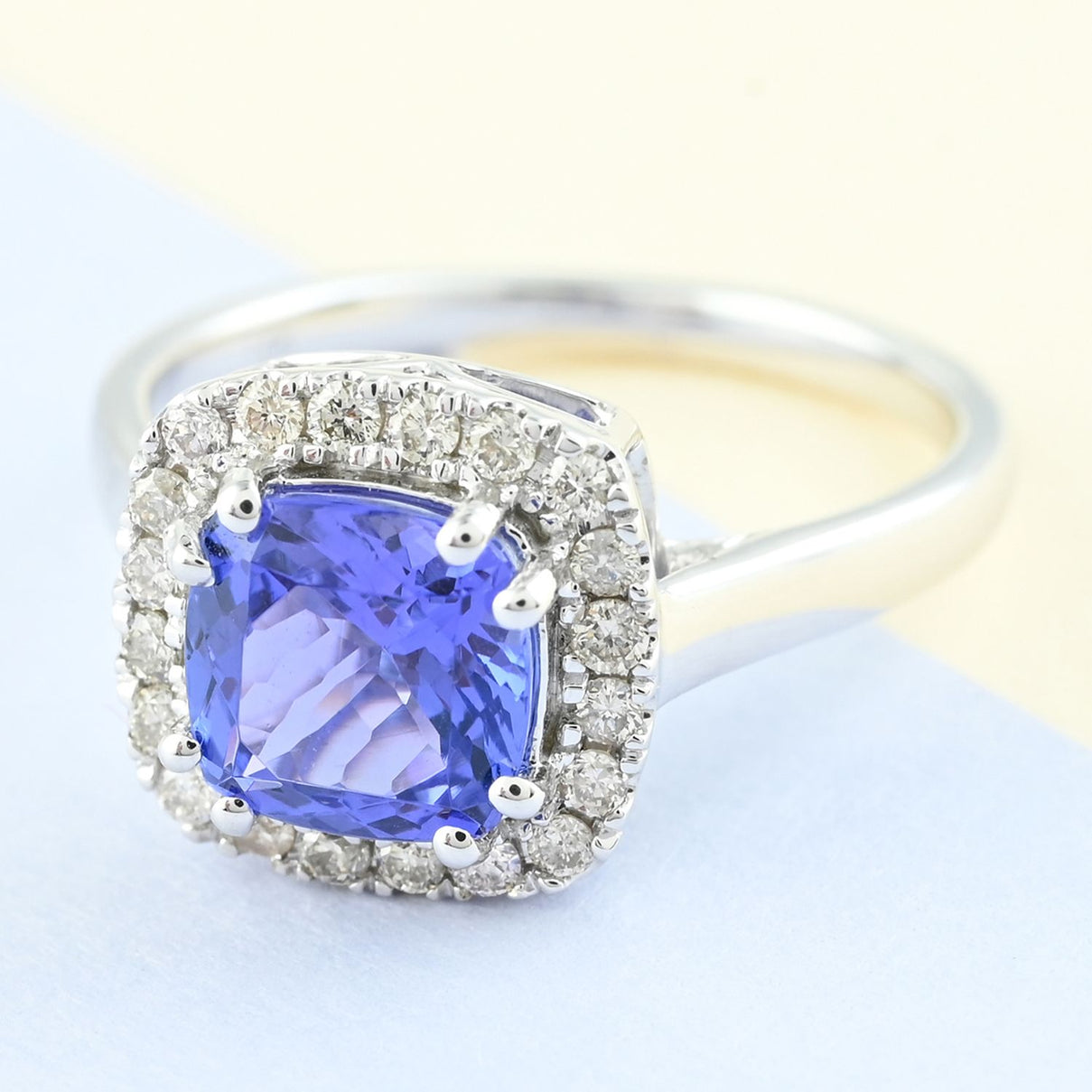 Appraised and Certified 2.2 Ct. Tanzanite, Diamond Halo Ring in 14K White Gold 7083050 1
