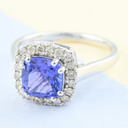 14K W Gold  AAA   Tanzanite ,  White Diamond  SI Ring 2.20 pc,  Gold Wt. 3.18 Gms  2.200  Ct._7083050_1