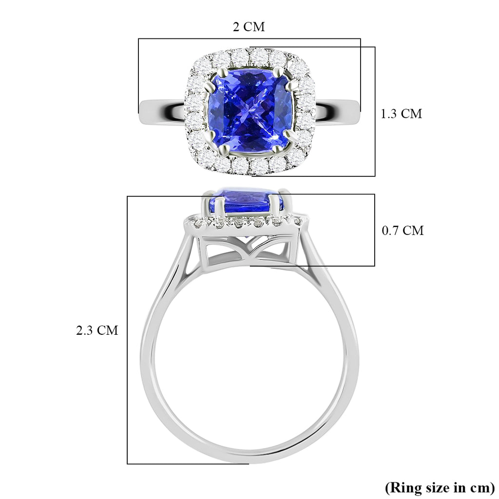 14K W Gold  AAA   Tanzanite ,  White Diamond  SI Ring 2.20 pc,  Gold Wt. 3.18 Gms  2.200  Ct._7083050_6