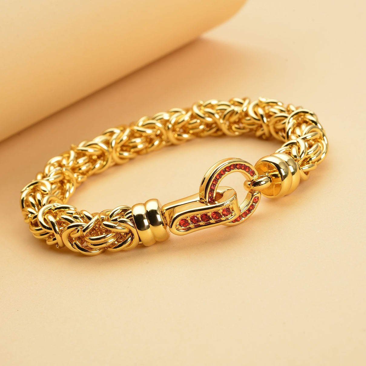 Luxury Hand Made Red Crystal Byzantine Link Bracelet (Size - 7.5) V32520305 2
