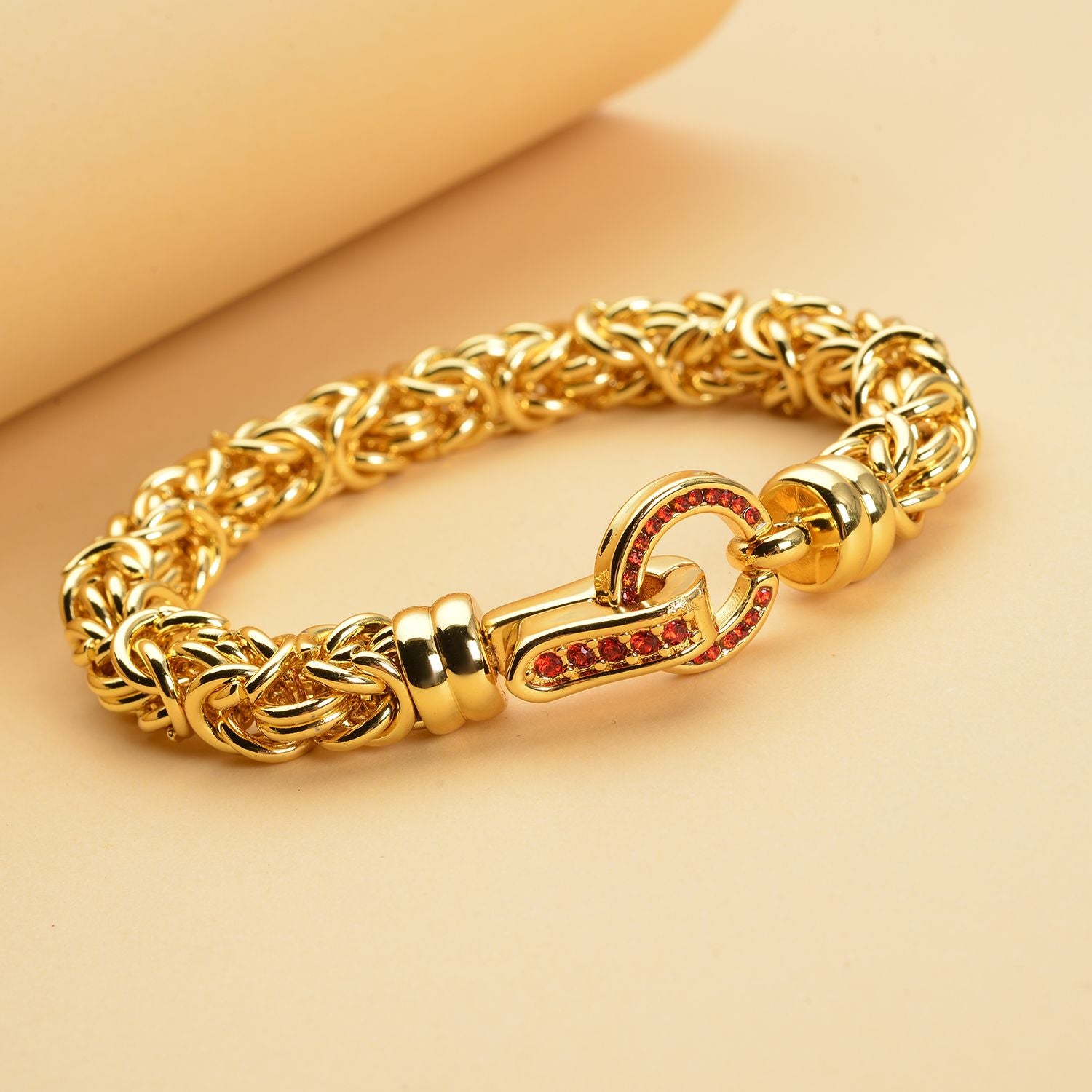 Luxury Hand Made Red Crystal Byzantine Link Bracelet (Size - 7.5) V32520305 2